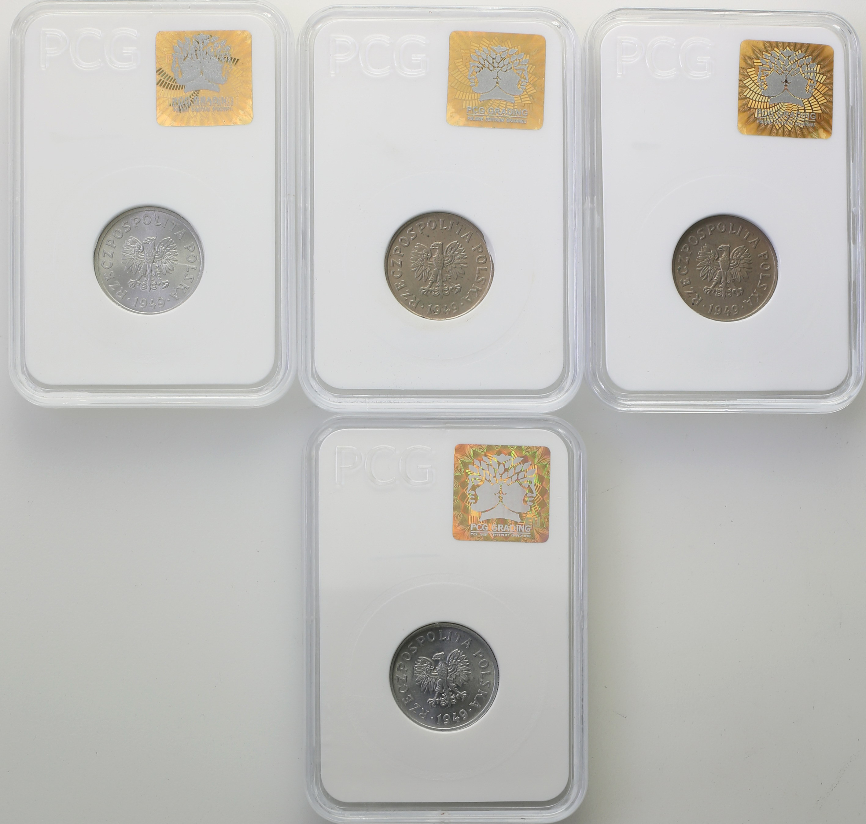 PRL. Zestaw monet 50 groszy 1949 aluminium - 4 sztuki